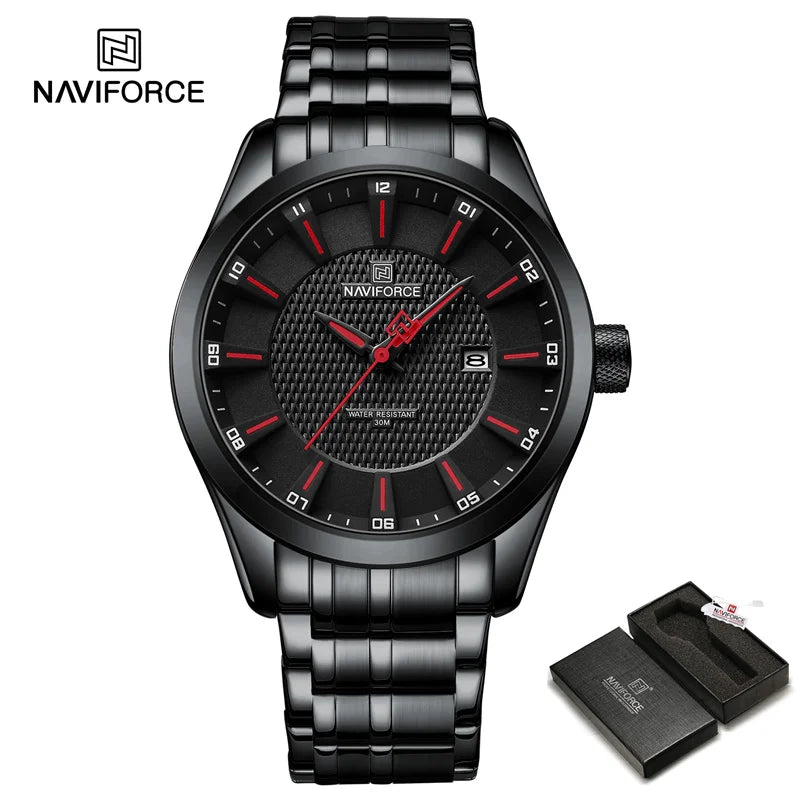 NAVIFORCE Brand 2023 New Design Men's Quartz Wristwatches Stainless Steel Strap Waterproof Watch Male Date Clock Reloj Hombre