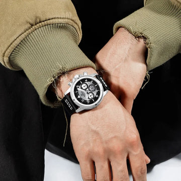 NAVIFORCE New Male Wristwatch Multi Dial Chronograph 24 Hour Clock Leather Band Men Modern Business Luxury Man's Watch NF8077
