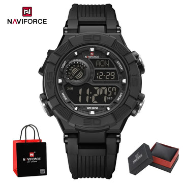 NAVIFORCE Man's Watch LCD Digital NF7131 Original Design Luminous Big Dial TPU Strap Outdoor Wristwatch Gift Box for Students