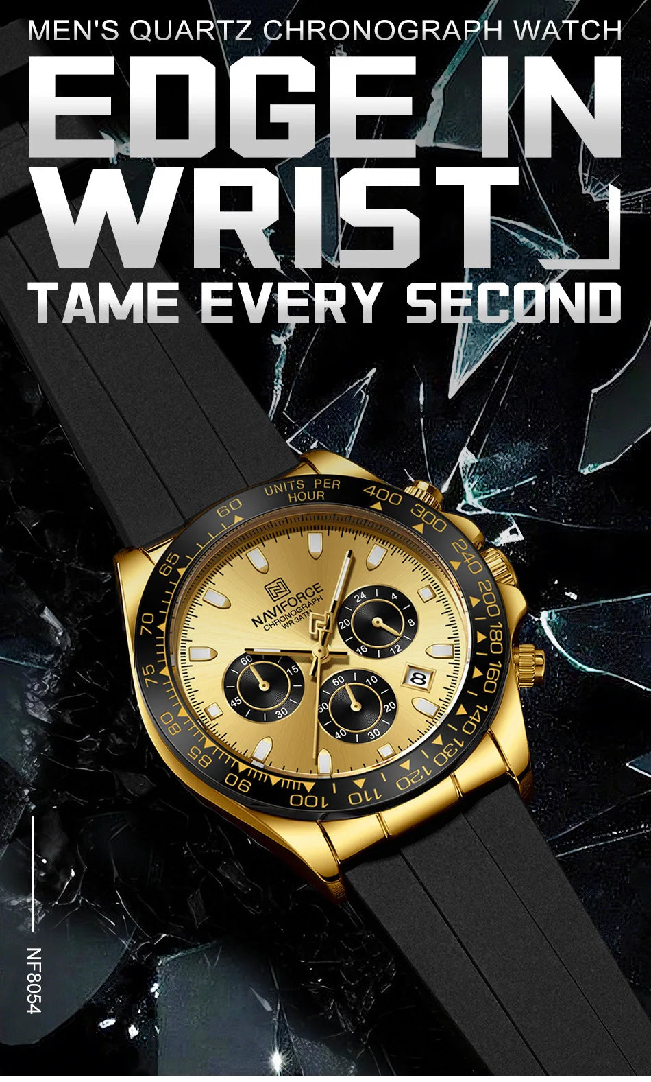 NAVIFORCE Brand Fashion Luxury Watch For Men Waterproof Chronograph Clock Business Casual Silicone Strap Wristwatches 2024 New