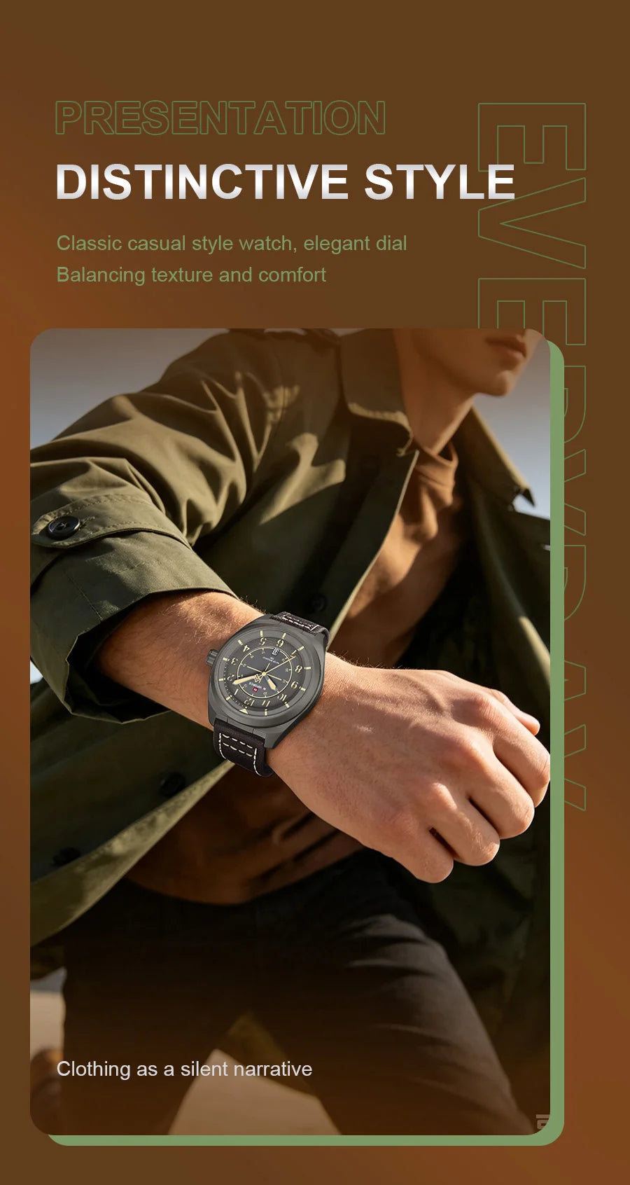 NAVIFORCE New Men Retro Quartz Watch Calendar 30M Waterproof Leather Strap Male Simple Trendy Mature Business Wristwatch NF9281L