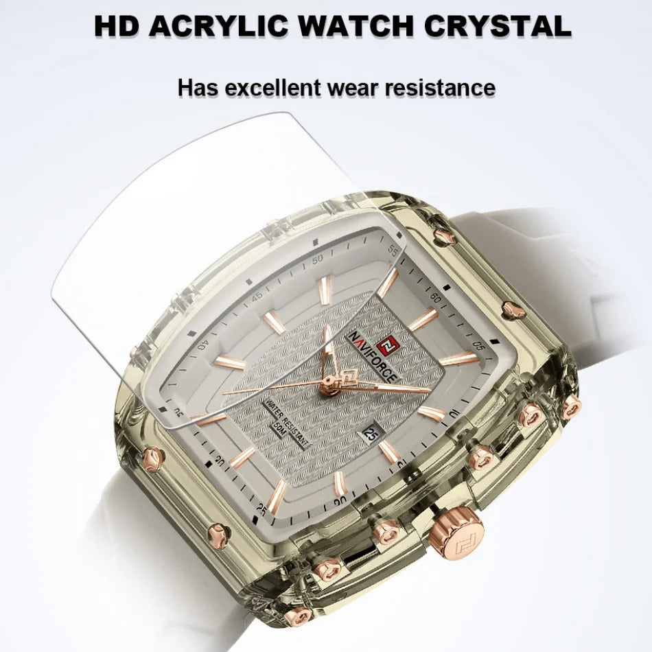 NAVIFORCE Ladies Wristwatches Fashion Comfortable Silicone Strap Date Women's Watches Quality Waterproof Female Luminous Clock