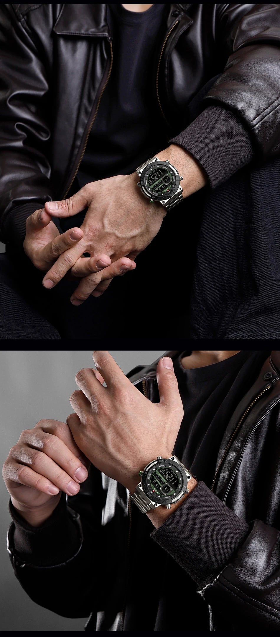 NAVIFORCE Watches for Men LCD Digital Luminous Stainless Steel Strap Male Hot Sale Business Luxury Wristwatch Relogio Masculino