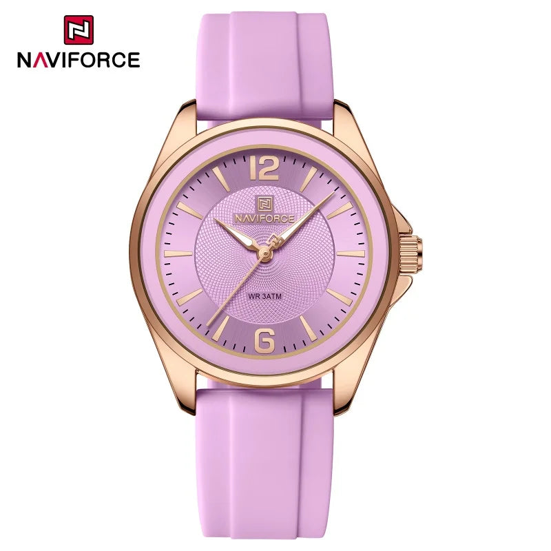 NAVIFORCE Original Women's Watches Classic Round Dial Silicone Strap 3ATM Waterproof Luxury Watch for Women Give for girls gifts