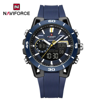 NAVIFORCE Men Watches Quartz Dual Display 50M Waterproof Chronograph Luminous Alarm Clock Male Business Sports Trendy Wristwatch