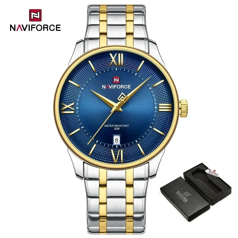 Top Brand NAVIFORCE Men's Watches Stainless Steel Week Date Clock Waterproof Luxury Male Quartz Wristwatches Relogio Masculino