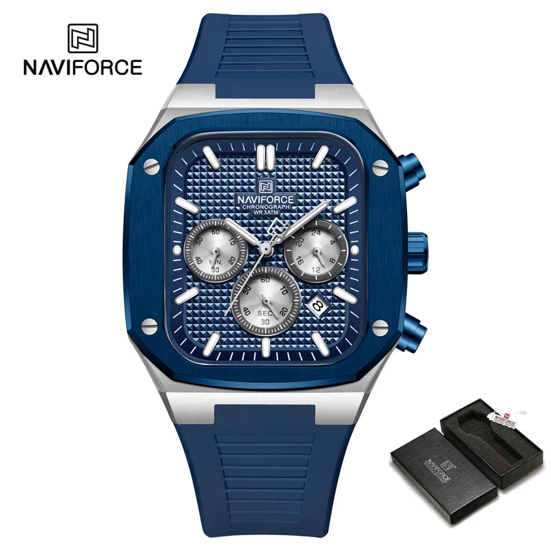 NAVIFORCE Luxury Men Watches Fashion Casual Waterproof Date Quartz Wristwatches Silicone Strap Luminous Clock Relogio Masculino