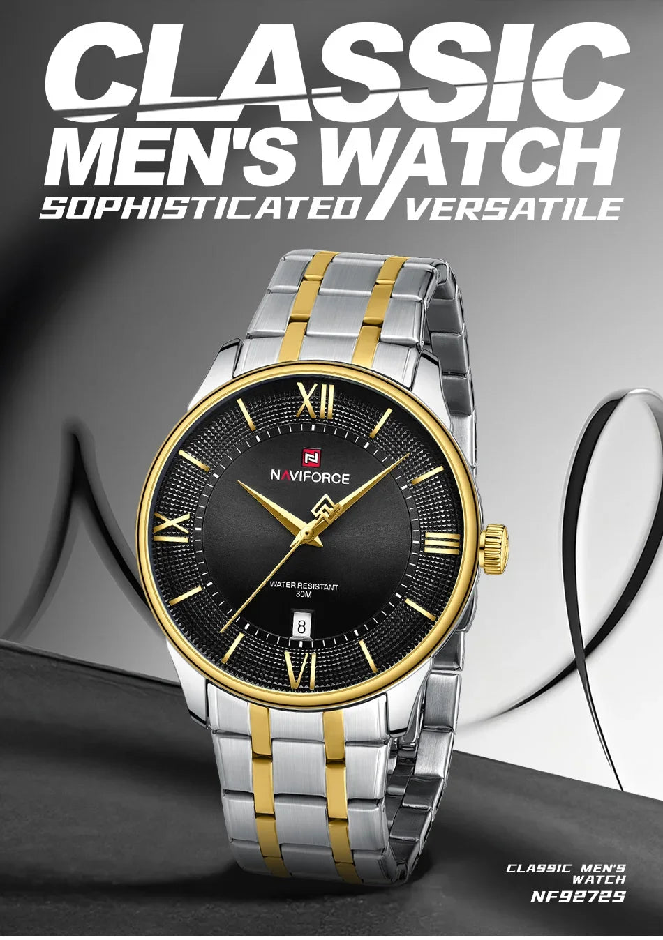 NAVIFORCE Men's Watch Stainless Steel Strap Waterproof Luxury Sport Male Quartz WristWatch Calendar Clock Reloj Hombre man gift