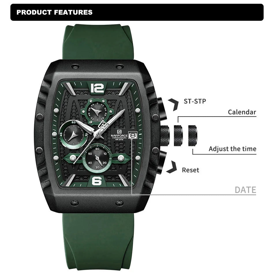 NAVIFORCE Brand 2023 New Men's Watches Luxury Silicone Strap Casual Quartz Wristwatches Sport Waterproof Clock Relogio Masculino