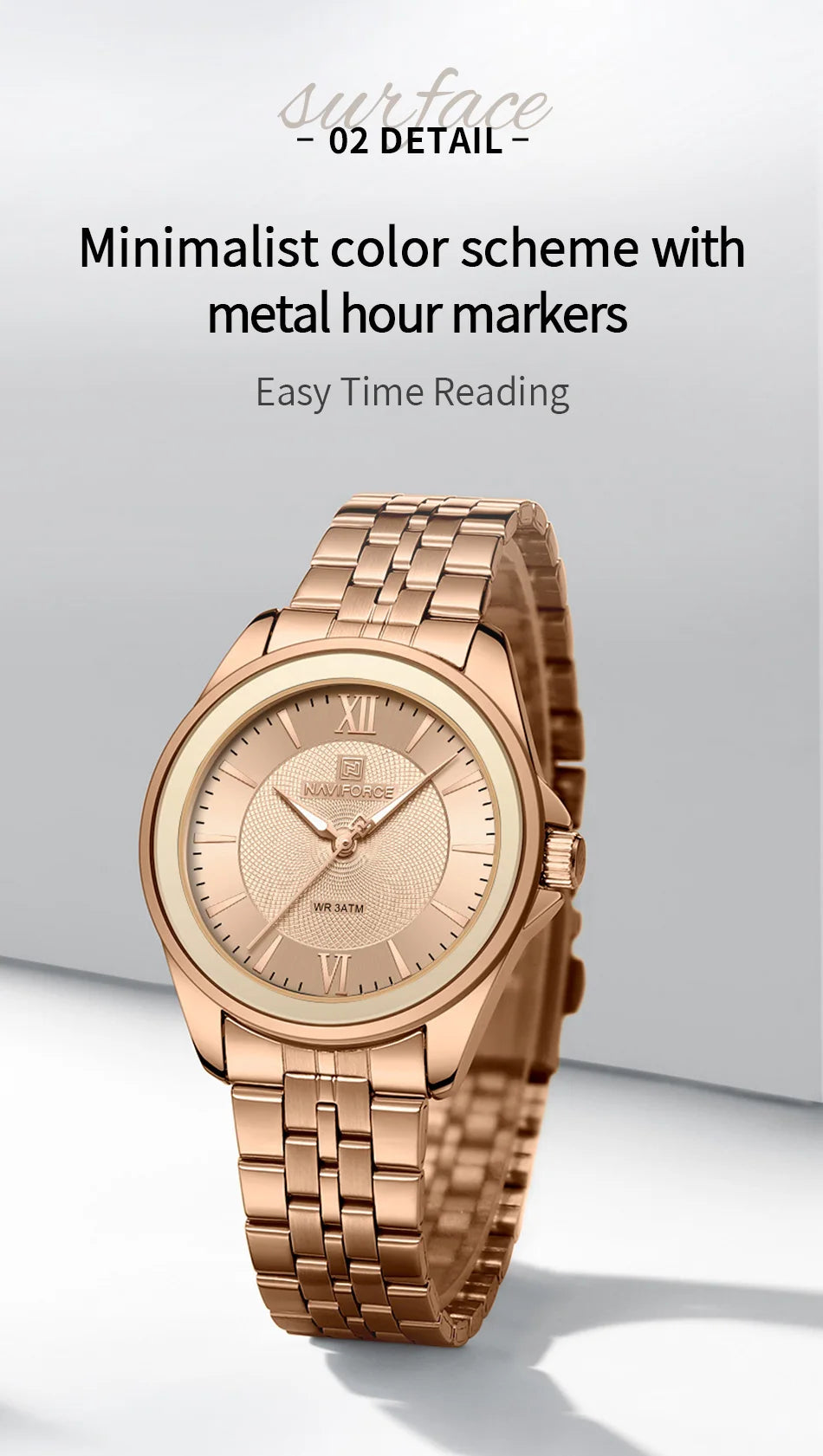 NAVIFORCE Women's Quartz Watch Elegant Casual Stainless Steel Strap 30m Waterproof Female Wristwatches Ladies Clock Reloj Mujer