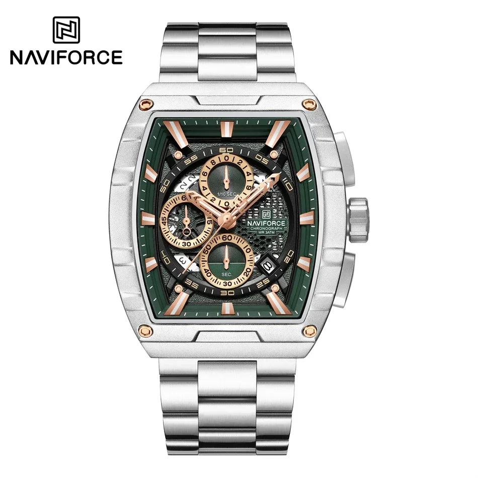 NAVIFORCE Man Watch Luxury Waterproof Stainless Steel Quartz Men's Watches Sports Auto Date Wristwatch Chronograph Simple Clocks