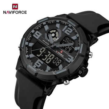 NAVIFORCE Men's Military Quartz Watch Slate Gray Dial White Arabic Numeral Scale 5ATM Waterproof Sports Personality Wristwatches