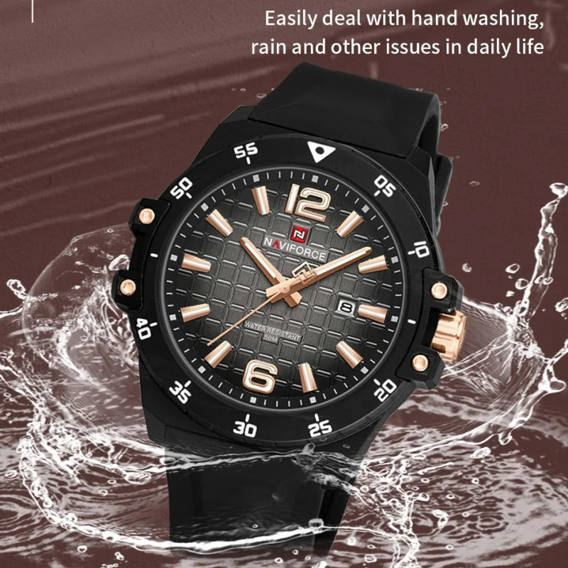 Original Brand NAVIFORCE Fashion Men's Watches Luxury Quartz Sport Silicone Band Wristwatch Waterproof Luminous Clock Male Gift