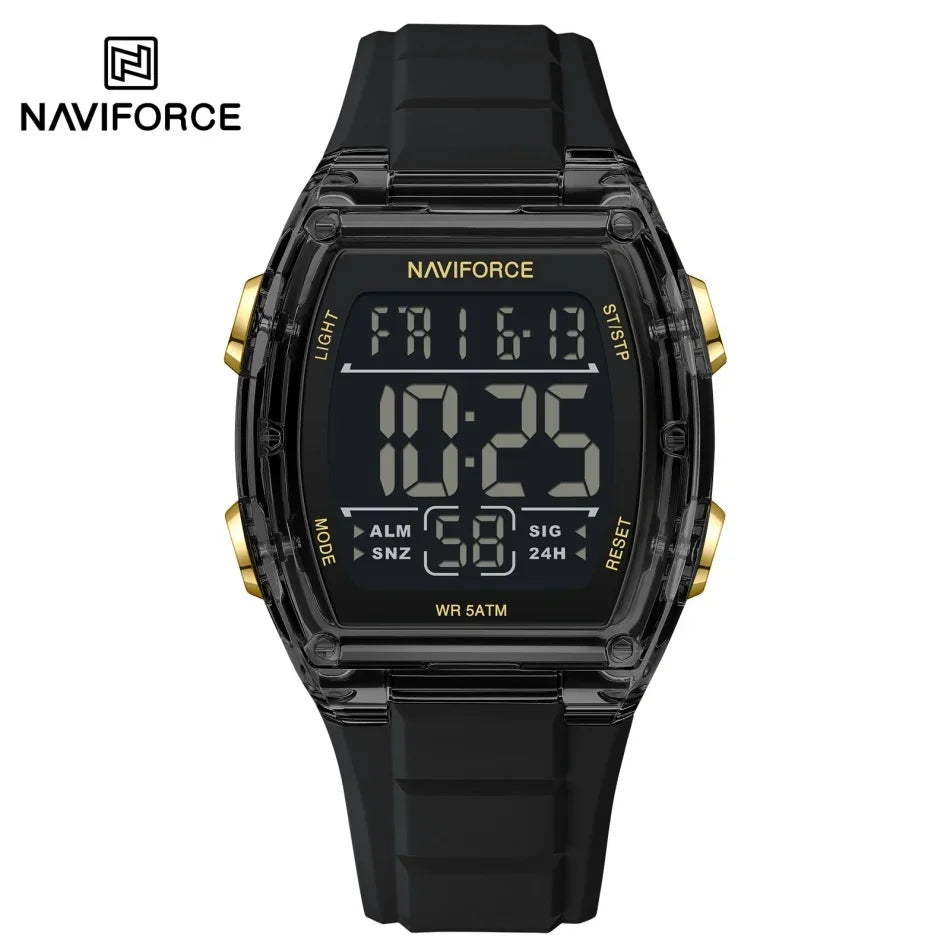 NAVIFORCE Men's Watch Alloy Dial Analog LCD Digital Display Sport Waterproof Quartz Wristwatch Date Chronograph Luminous Clock