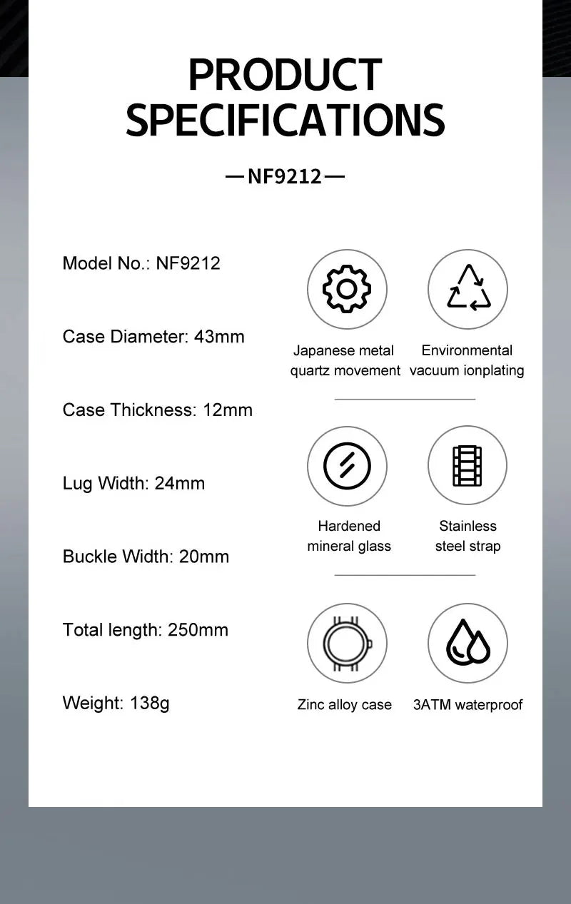 NAVIFORCE Men's Watch Stainless Steel Strap Military Casual Business Quartz Waterproof Calendar Clock with Gift Box