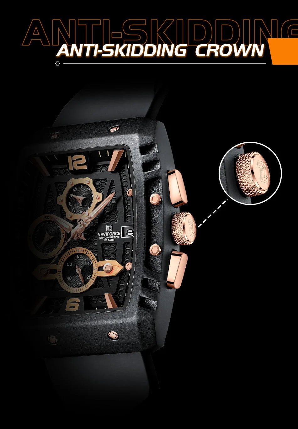 NAVIFORCE Brand New Design Men's Watches Silicone Band Military Quartz Wristwatches Fashion Waterproof Clock Relogio Masculino
