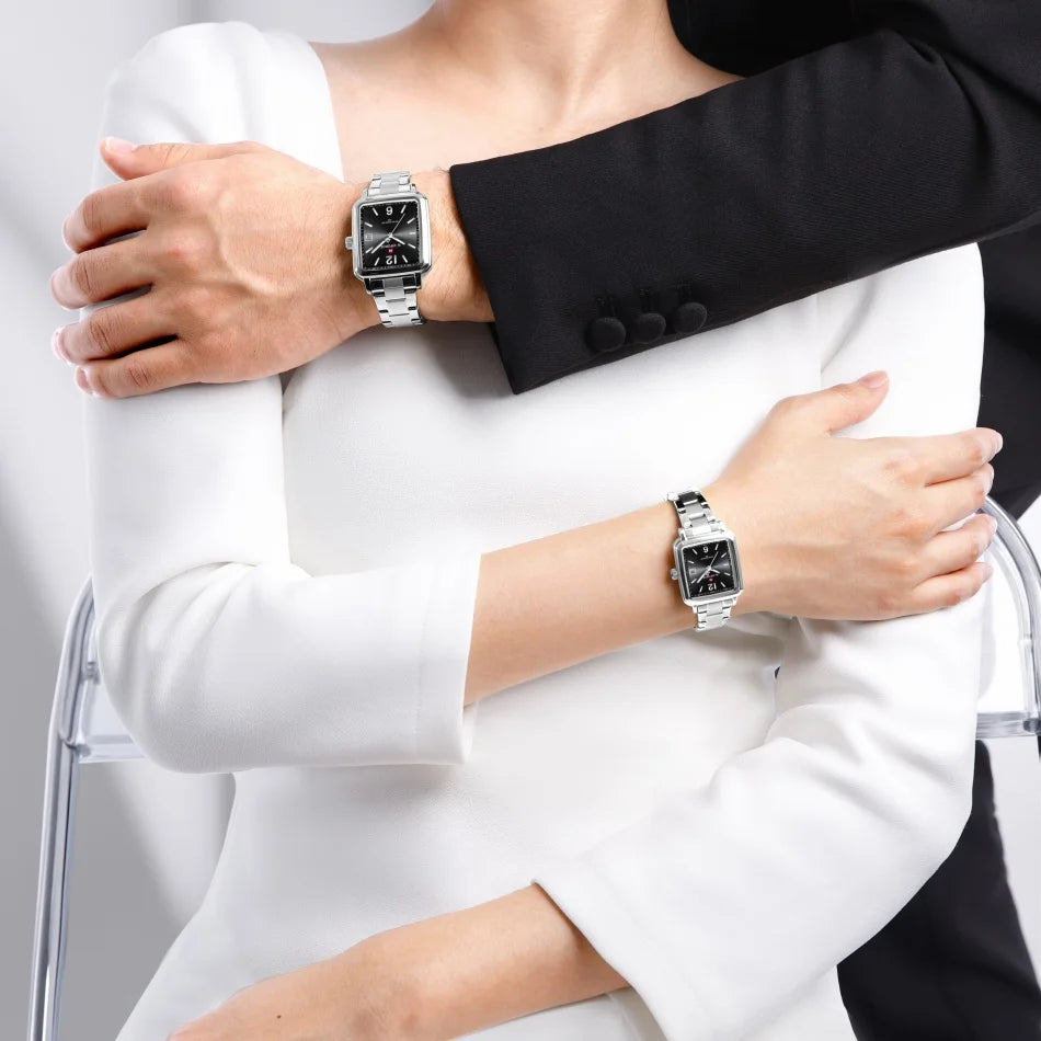 NAVIFORCE Square Design Lover's Watches Original Casual Waterproof Calendar Luxury Sports Quartz Watch for Women Men Date Gift