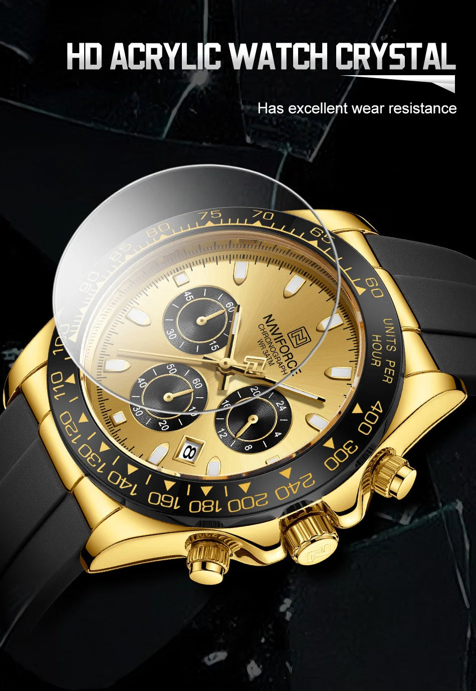 NAVIFORCE Brand Fashion Luxury Watch For Men Waterproof Chronograph Clock Business Casual Silicone Strap Wristwatches 2024 New