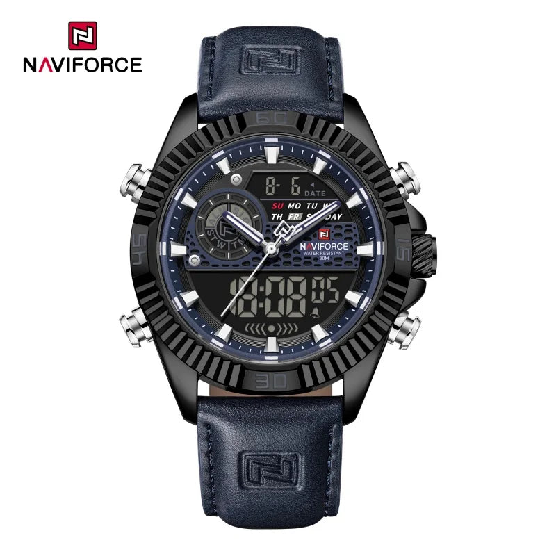 NAVIFORCE Men's Watches Sport Quartz Analog LCD Digital Wristwatch 30m Waterproof Luminous Chronograph Watch for Men Date Clock