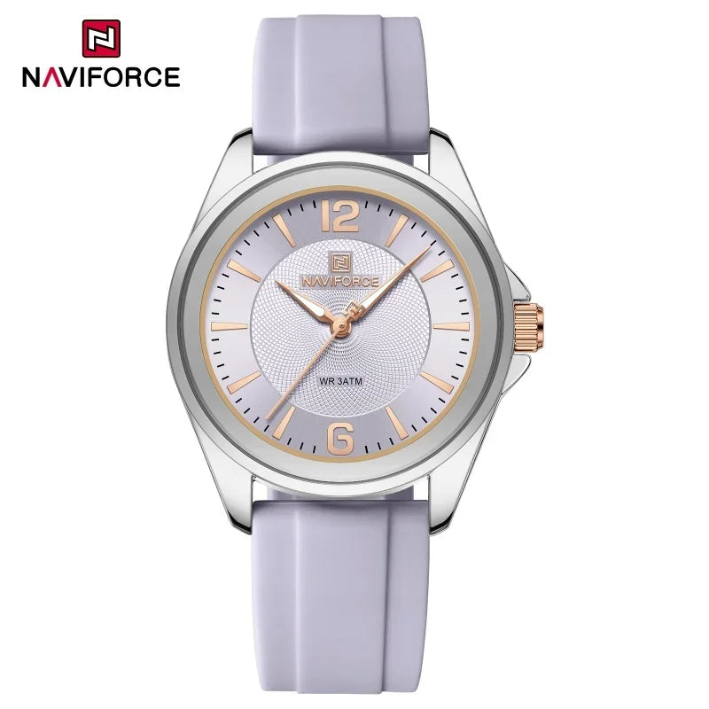 NAVIFORCE Luxury Sport Watch for Women Elegant Waterproof Wristwatch with Comfortable Silicone Strap Fashion Ladies Dress Clock