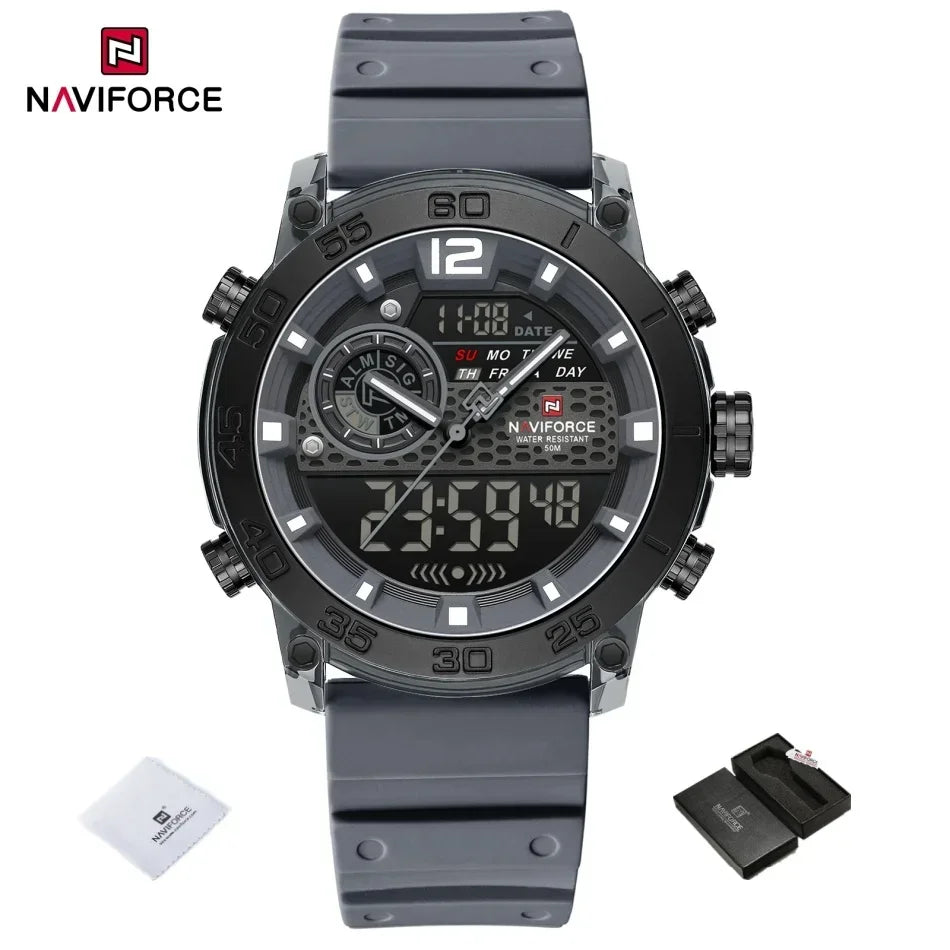 NAVIFORCE Men's Watch PC Material Analog LCD Digital Display Sport Waterproof Quartz Wristwatch Date Chronograph Luminous Clock