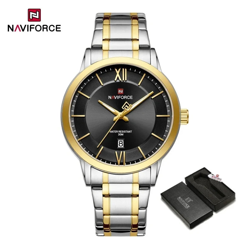 NAVIFORCE Original Watches for Men Military Sports Calendar Clock Luxury Waterproof Quartz Steel Strap WristWatch Reloj Hombre