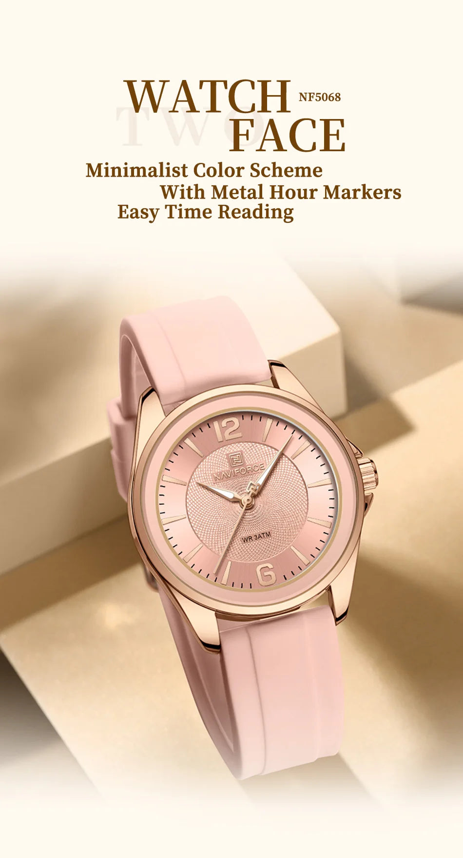 NAVIFORCE Luxury Sport Watch for Women Elegant Waterproof Wristwatch with Comfortable Silicone Strap Fashion Ladies Dress Clock