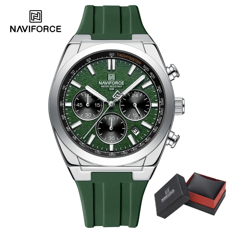 NAVIFORCE Brand Men's Fashion Luxury Quartz Wristwatches Sports 24 Hours and Date Display Waterproof Chronograph Clock Male Gift