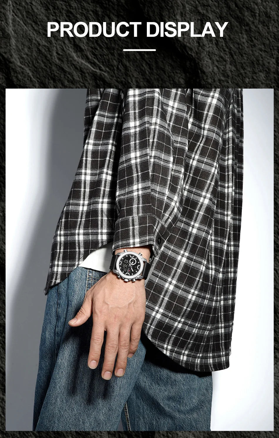 NAVIFORCE Man's Watch Quartz Dual Display Waterproof Leather Strap Alarm Male Simple Fashion Business Casual Wristwatch Gift Box