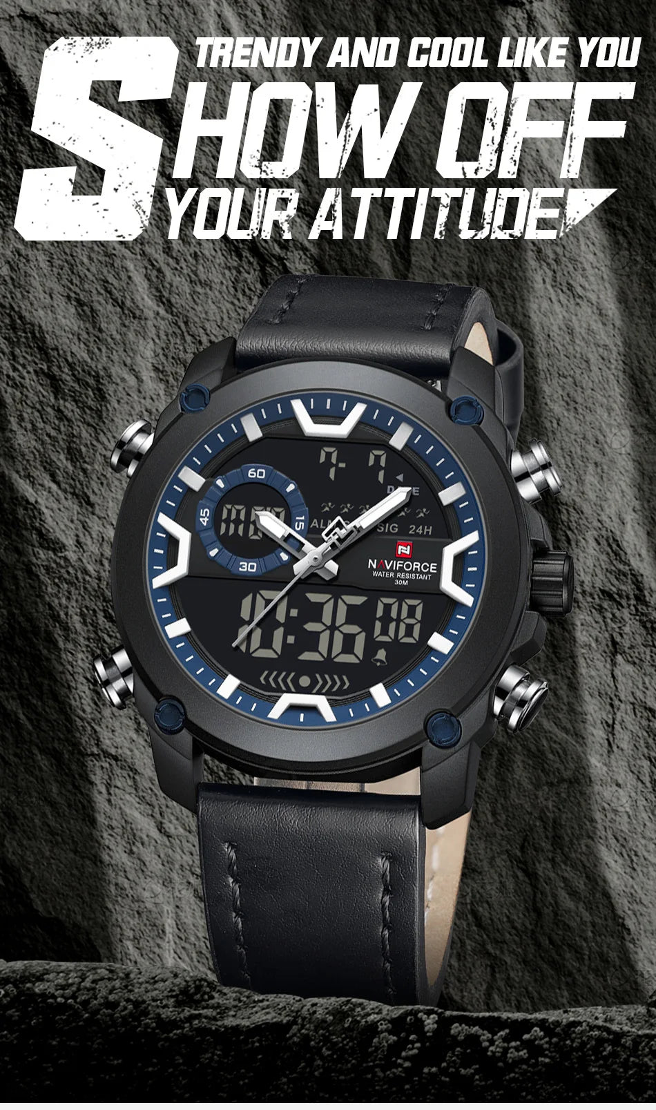New NAVIFORCE Brand Watch Men Genuine Sports Watches Men's Army Military Quartz Wristwatch Chronograph Male Date and Date Clock
