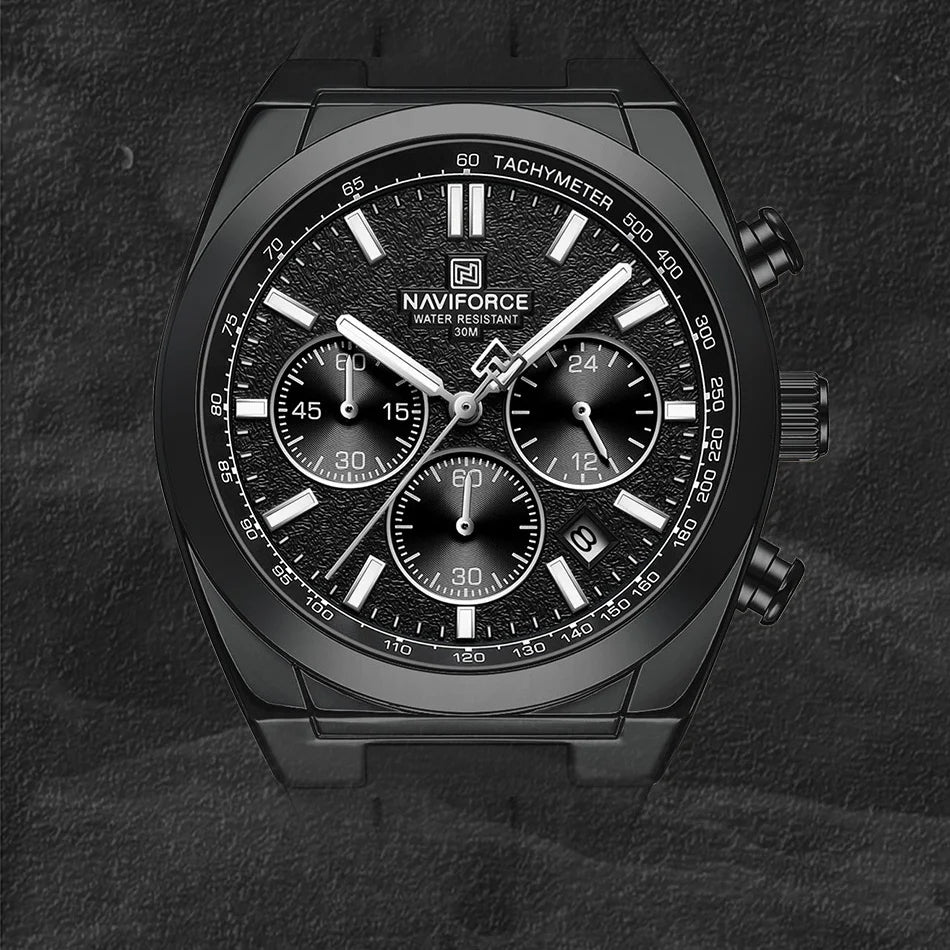 NAVIFORCE Waterproof Sport Watches for Men Military Multi-function Chronograph Wrist Watch Male Luxury Silica Strap Quartz Clock