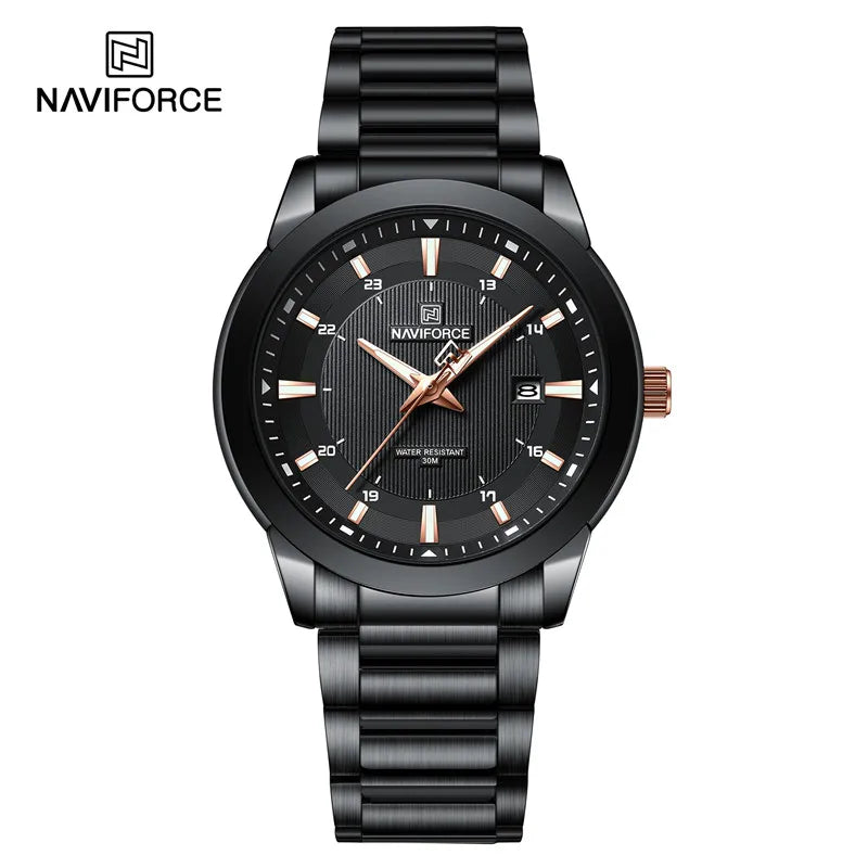 NAVIFORCE Brand New Fashion Casual Men Watch Stainless Steel Water Resistant Calendar Quartz Wristwatches Relogio Masculino 2023