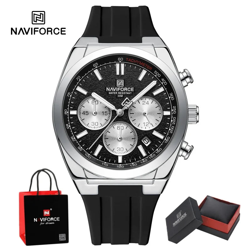 NAVIFORCE Man's Watch Quartz Chronograph 24 Hours Date Display Waterproof Male Fashion Luxury Business Sport Wristwatch Gift Box