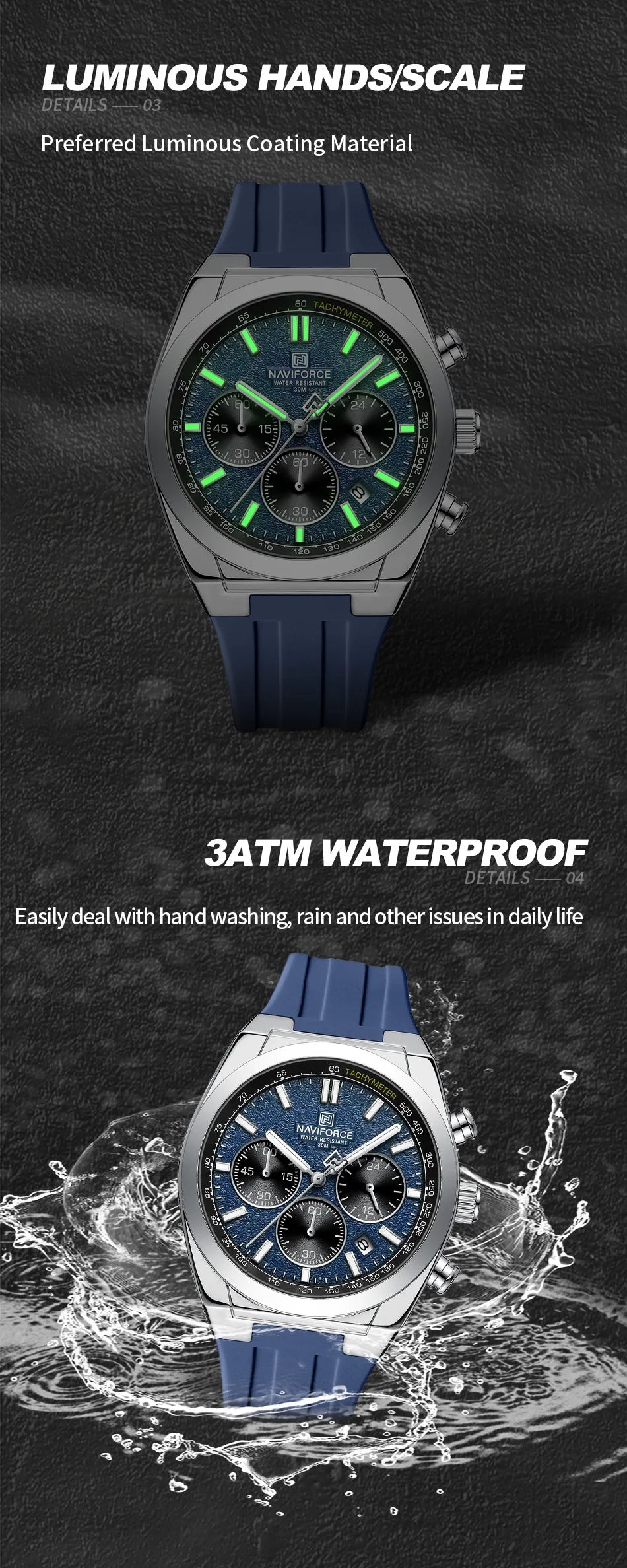 NAVIFORCE Man's Watch Quartz Chronograph 24 Hours Date Display Waterproof Male Fashion Luxury Business Sport Wristwatch Gift Box