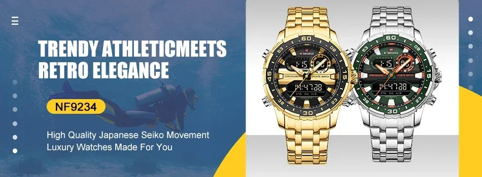 NAVIFORCE Brand Men Watches Luxury Comfortable Silicone Strap Electronic Day and Date Display Clock Waterproof Men Wristwatches
