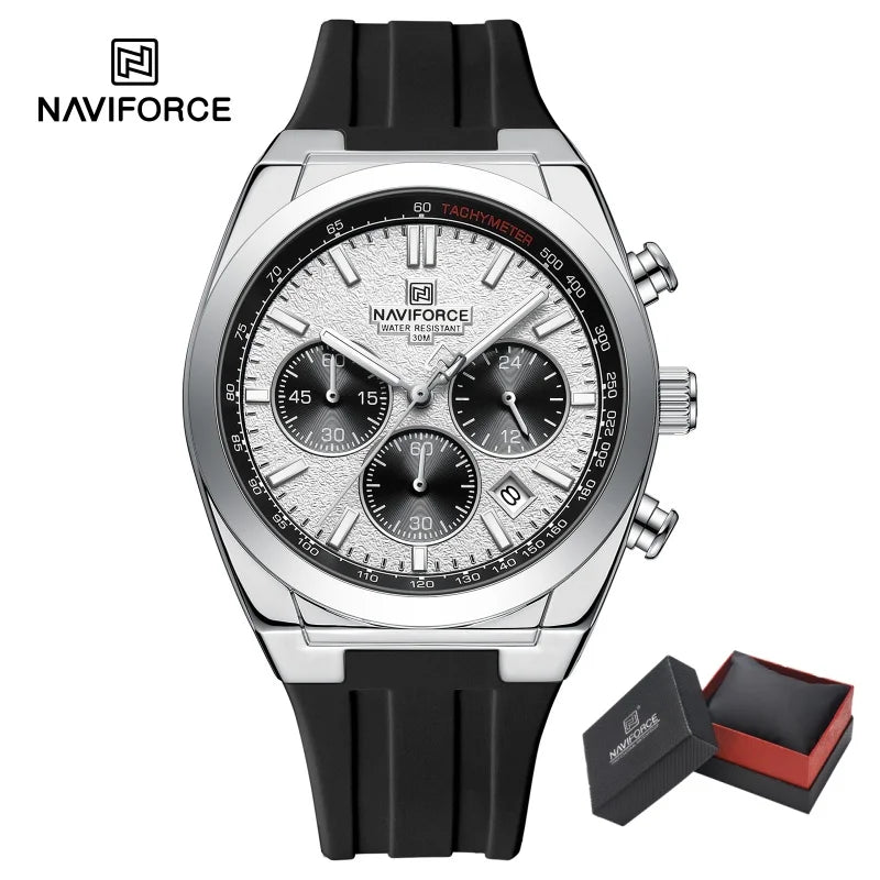 NAVIFORCE Brand Men's Fashion Luxury Quartz Wristwatches Sports 24 Hours and Date Display Waterproof Chronograph Clock Male Gift