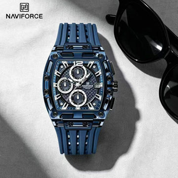 NAVIFORCE Outdoor Quartz Wristwatch for Men Chronograph Auto Date 5ATM Waterproof Silicone Strap Male Casual Fashion Sport Clock