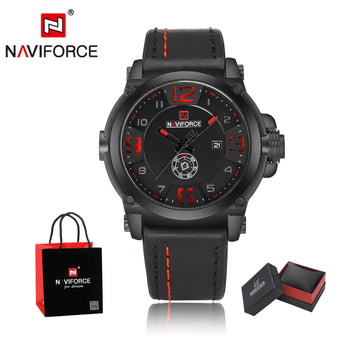 Top Brand NAVIFORCE Men's Army Military Leather Quartz Watch Male Waterproof Clock Boy Sports Watches Relogio Masculino Gifts