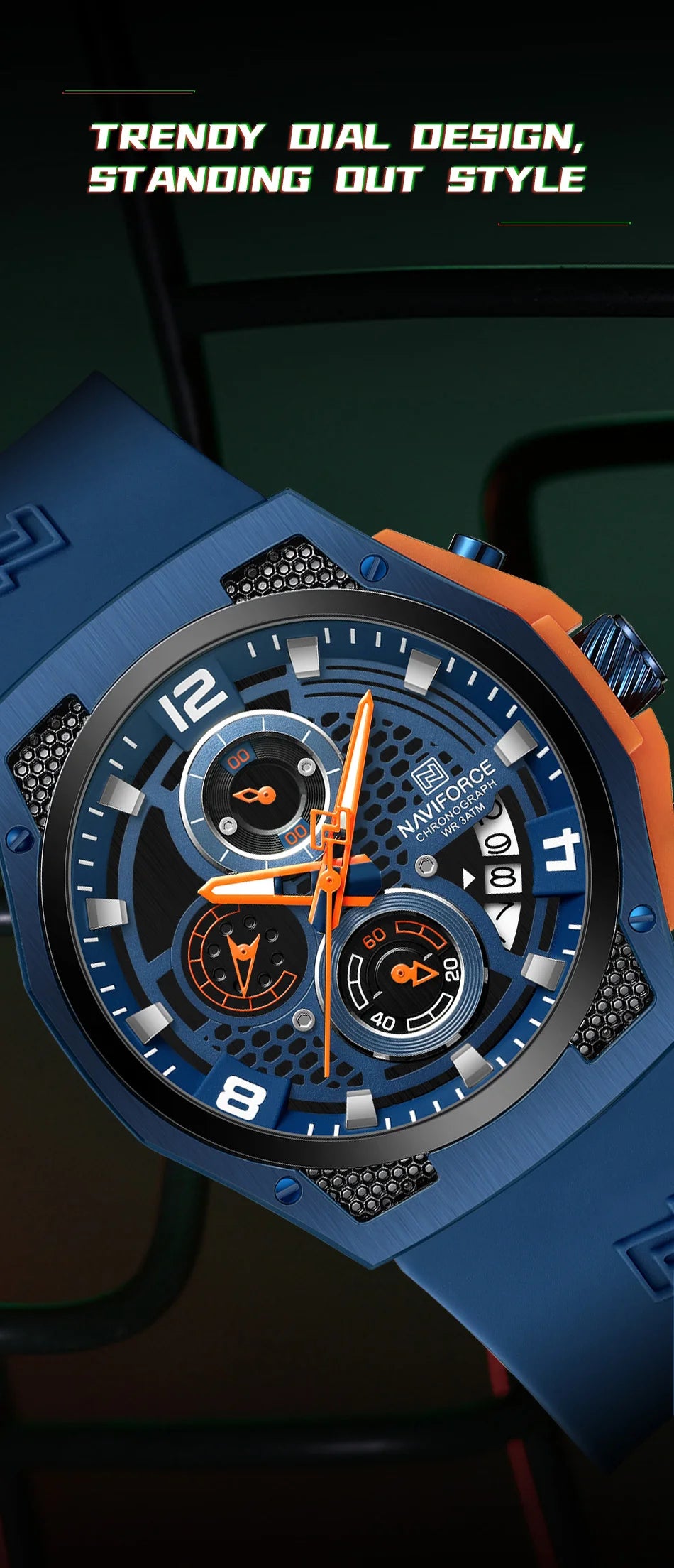 NAVIFORCE Original Watches for Man Silicone Strap Waterproof Men Quartz Wrist Watch Casual Sport Date Display Clock Reloj Hombre