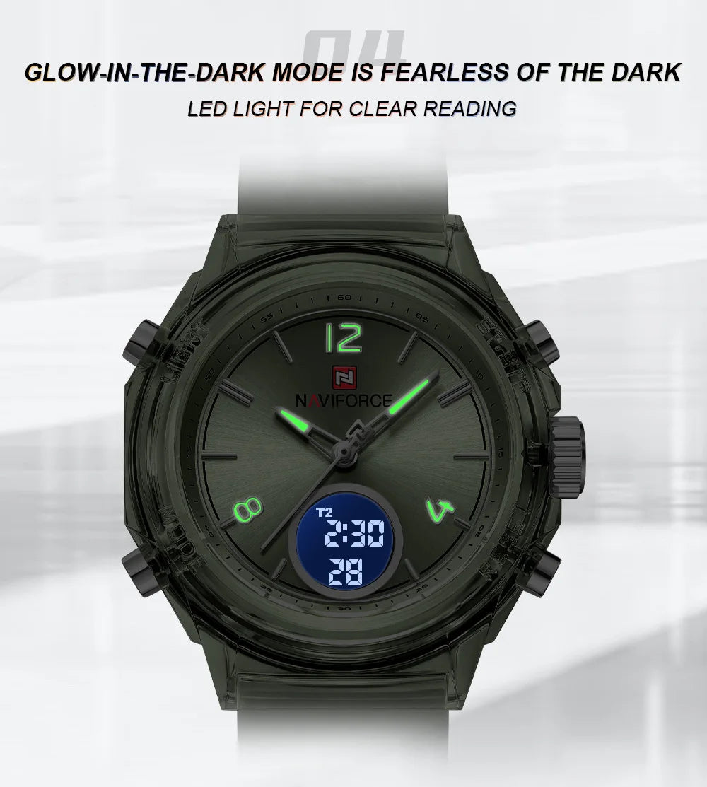 NAVIFORCE Original Watches For Woman Dual Display Lady Retro Female Quartz Watch Waterproof Round Dial Give for Girlfriend Gift