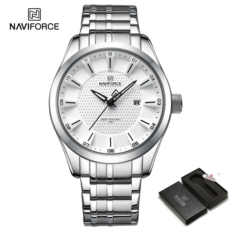 NAVIFORCE New Style Men's Quartz Business Watch Waterproof Sports Casual Stainless Steel Strap Men Date Clock Relogio Masculino