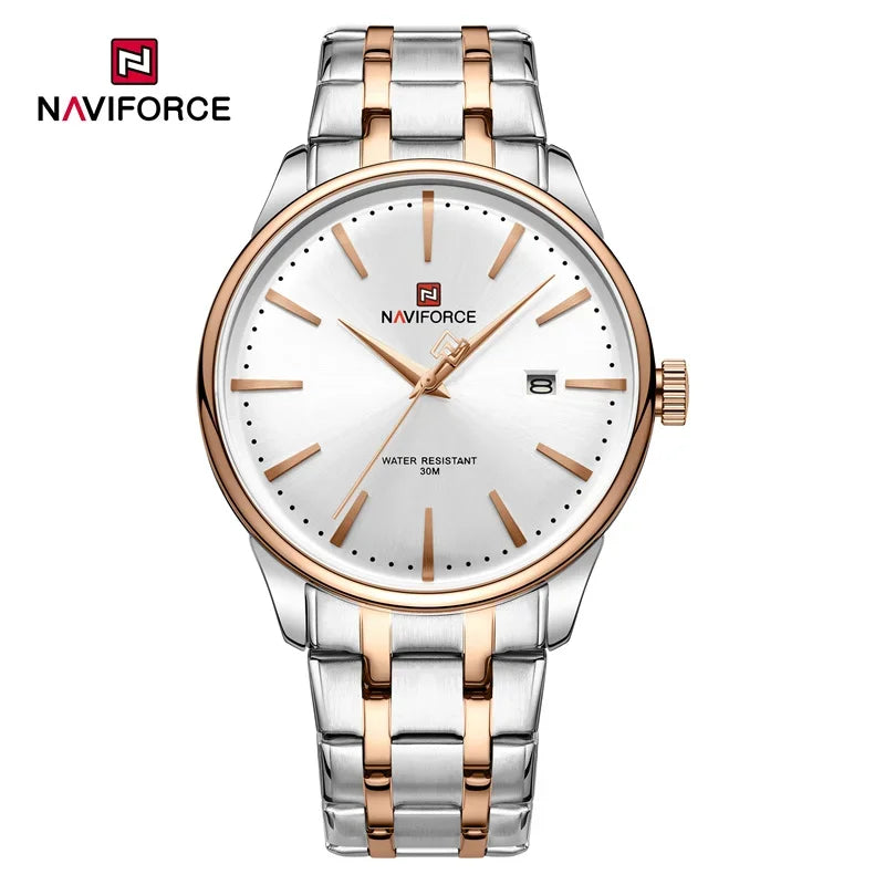 Top Brand NAVIFORCE Men's Calendar Watch Waterproof Fashion Business Stainless Steel Strap Quartz Wristwatches Relogio Masculino