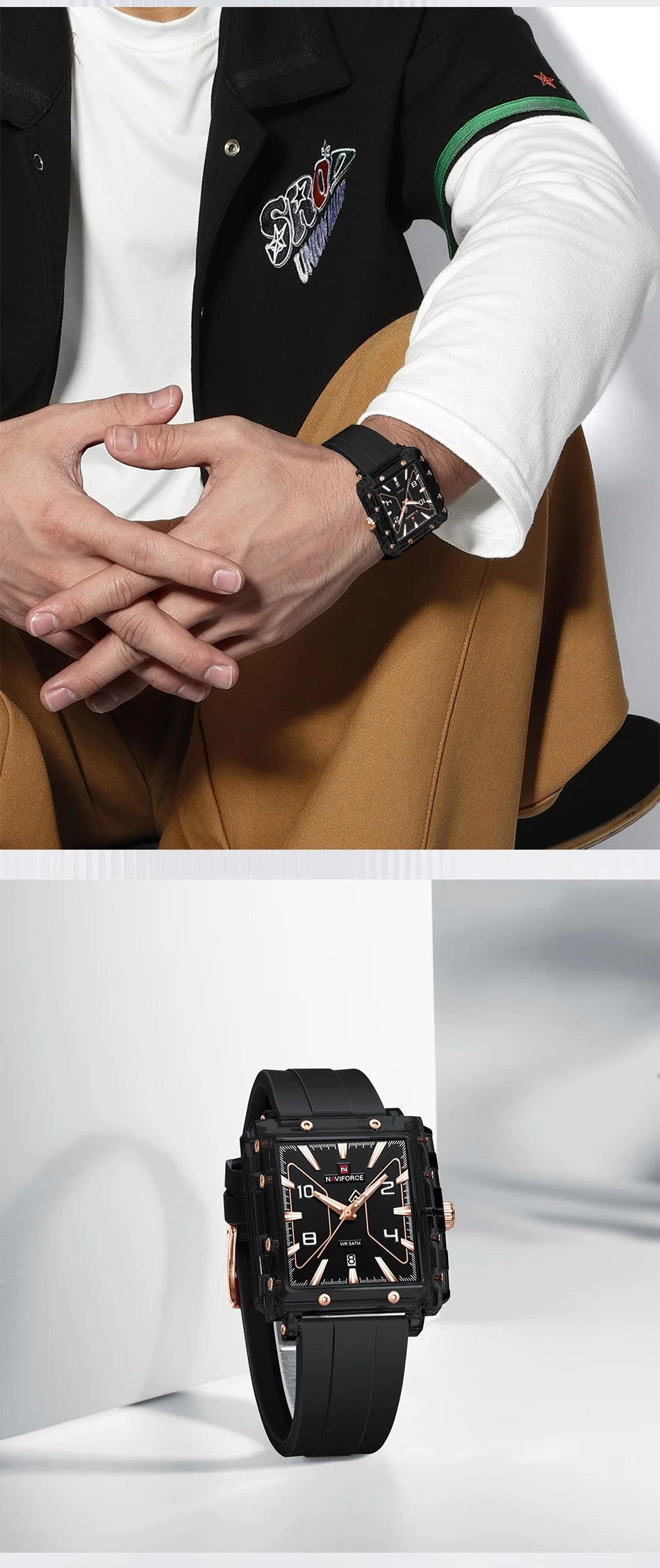 NAVIFORCE High Quality Men Watches 50M Waterproof Sport Date Display Quartz Watch Silicone Luminous Hands boy gift Reloj Hombre