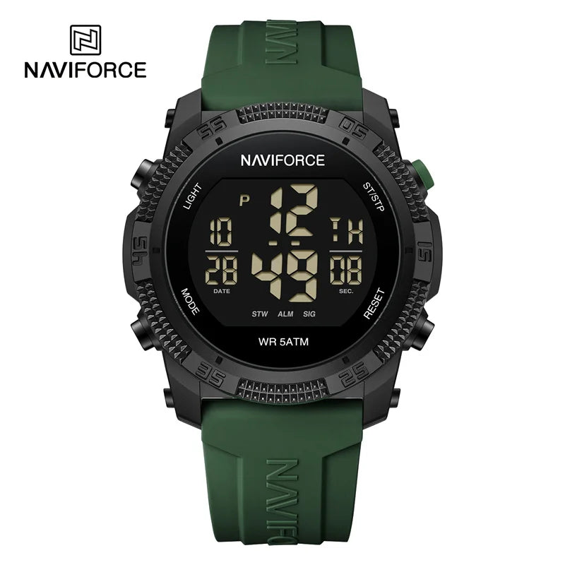NAVIFORCE Men's Electronic Watch Fashion 5ATM Waterproof Silicone Strap Calendar Male LCD Digital Wristwatch Relogio Masculino