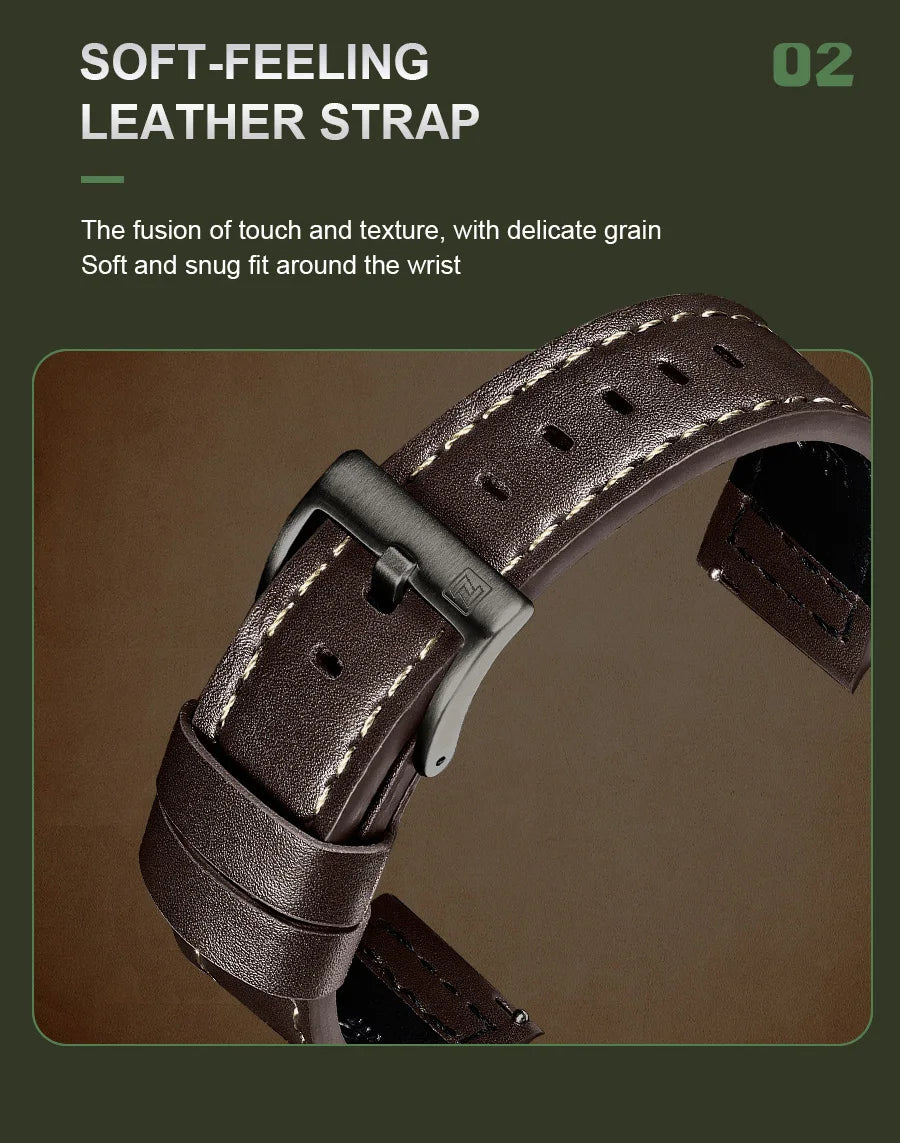 NAVIFORCE New Men Retro Quartz Watch Calendar 30M Waterproof Leather Strap Male Simple Trendy Mature Business Wristwatch NF9281L