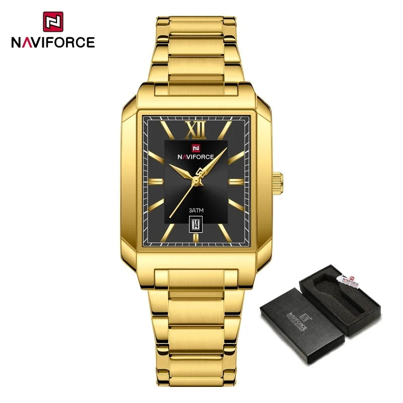 NAVIFORCE Luxury Couple Watch Stainless Steel Lover's Date Watches Quartz WristWatch For Women Men Simple Waterproof Clock Gift
