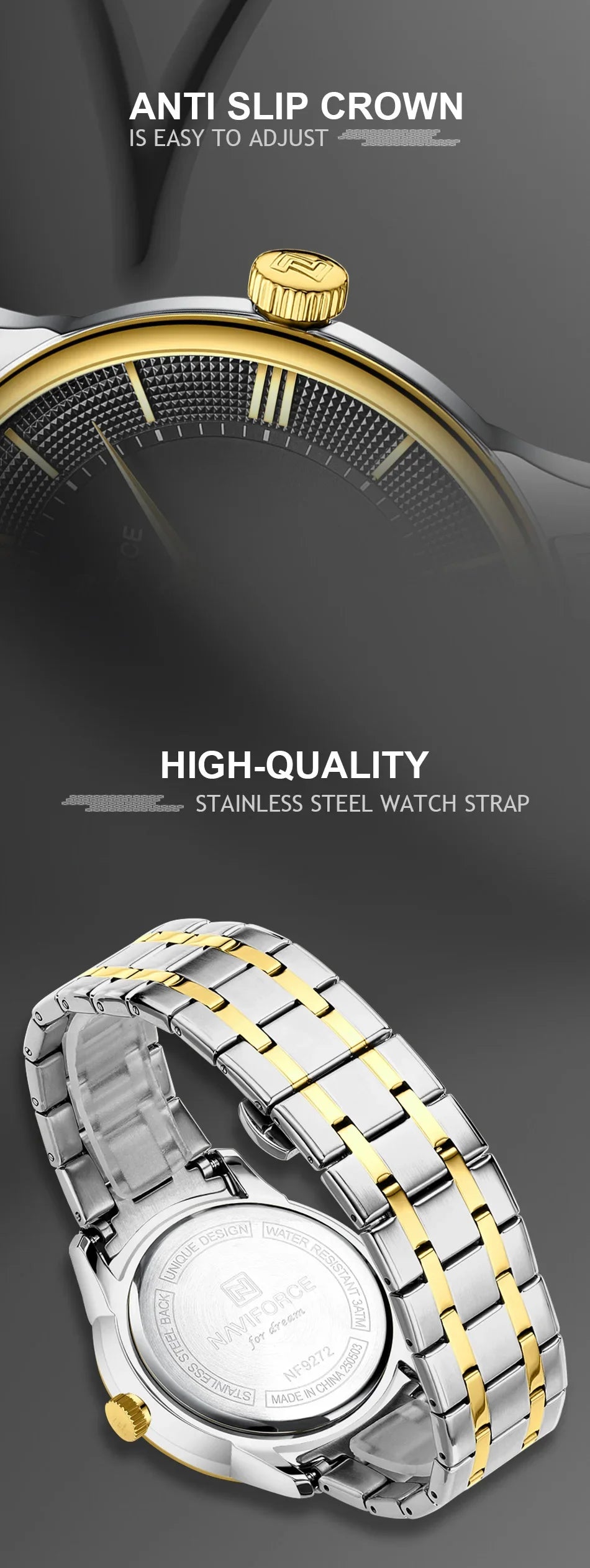 NAVIFORCE Men's Watch Stainless Steel Strap Waterproof Luxury Sport Male Quartz WristWatch Calendar Clock Reloj Hombre man gift