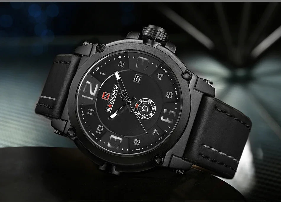 Top Brand NAVIFORCE Men's Army Military Leather Quartz Watch Male Waterproof Clock Boy Sports Watches Relogio Masculino Gifts