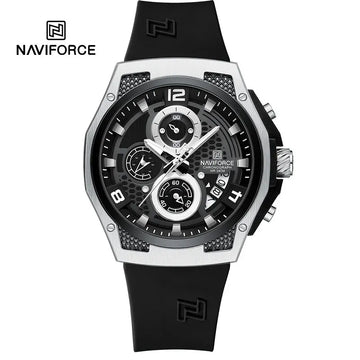 NAVIFORCE Fashion Men's Wristwatch Silicone Strap Casual Sports 3ATM Water Resistant Male Quartz Watch In Luxury Package Gifts