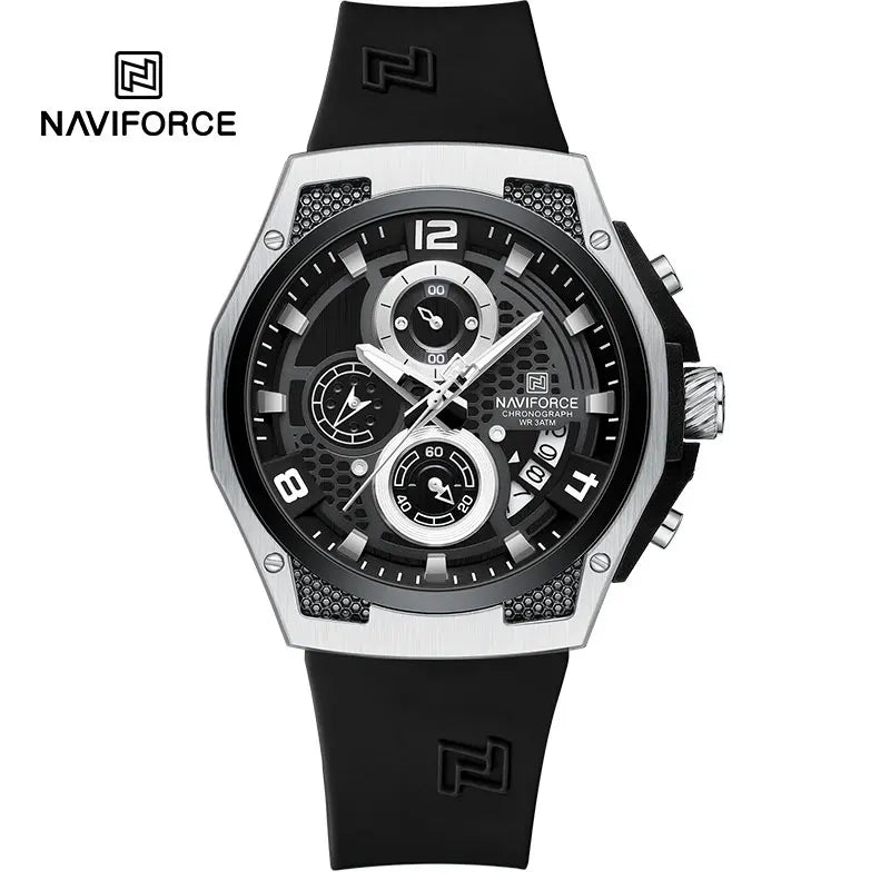 NAVIFORCE Fashion Men's Wristwatch Silicone Strap Casual Sports 3ATM Water Resistant Male Quartz Watch In Luxury Package Gifts